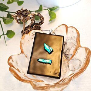 Rectangle black & textured metallic pendant necklace, Unique handmade jewelry